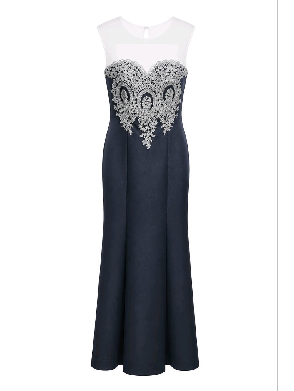 Lace Applique Mermaid Gown Dress Formal - Size S 1023